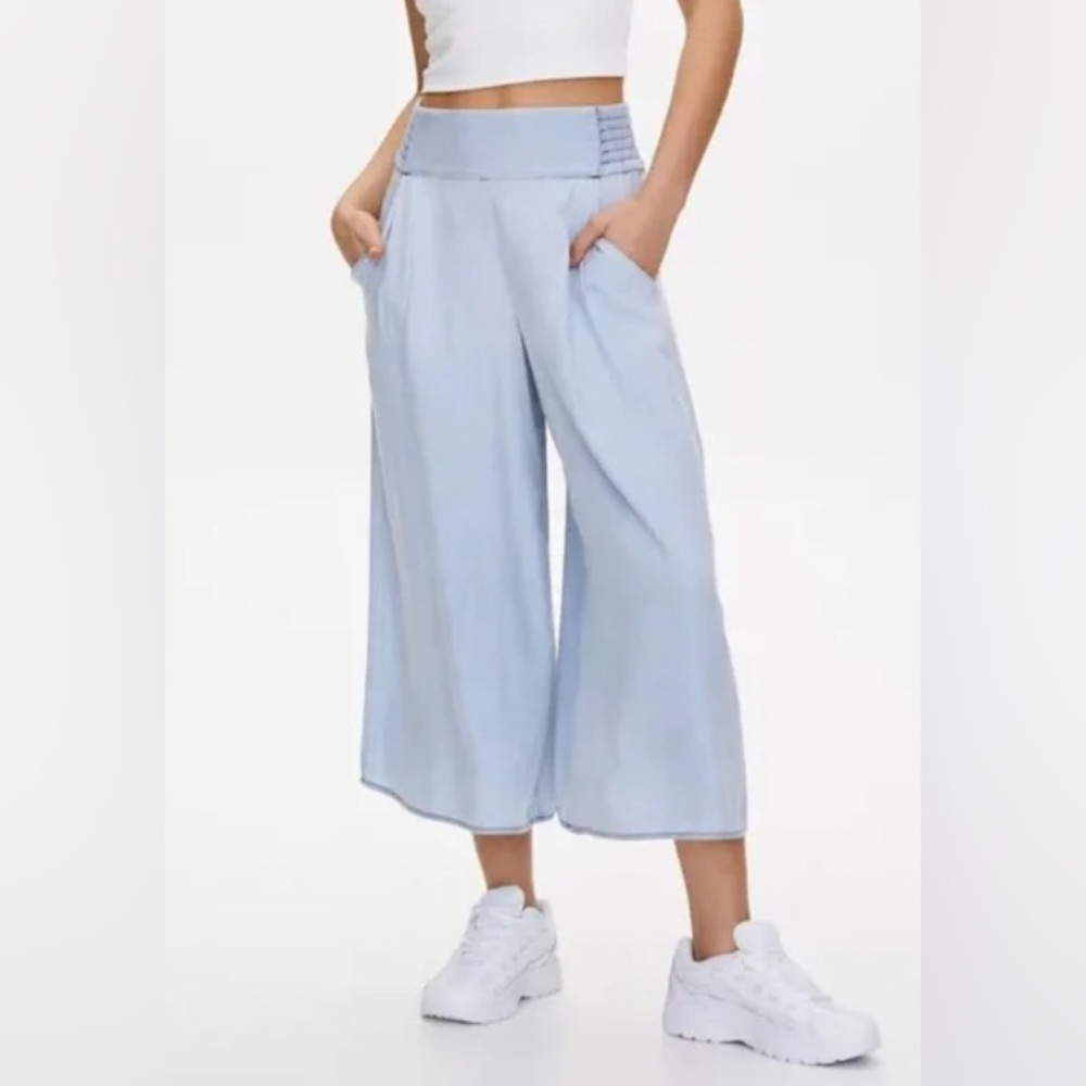 Aritzia Azure Skies Sullivan Pant - Lightweight Gaucho Wide Leg Chambray